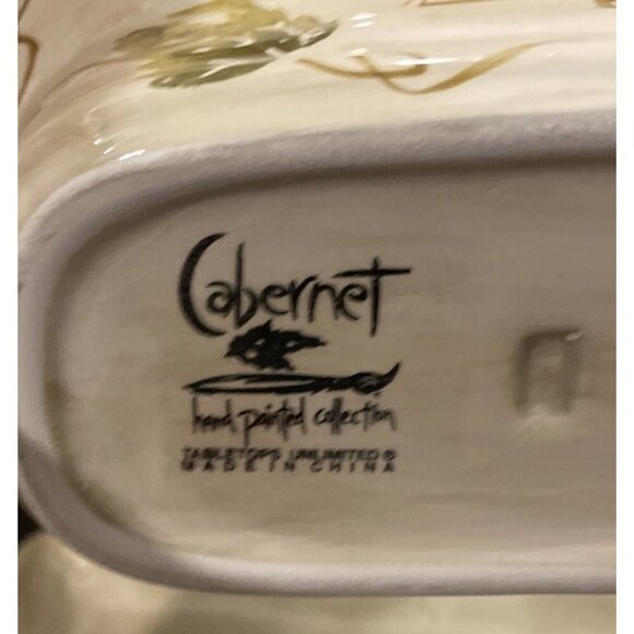 Tabletops Unlimited Cabernet Salt Pepper Set Caddy Underplate Grapes - Picture 3 of 3